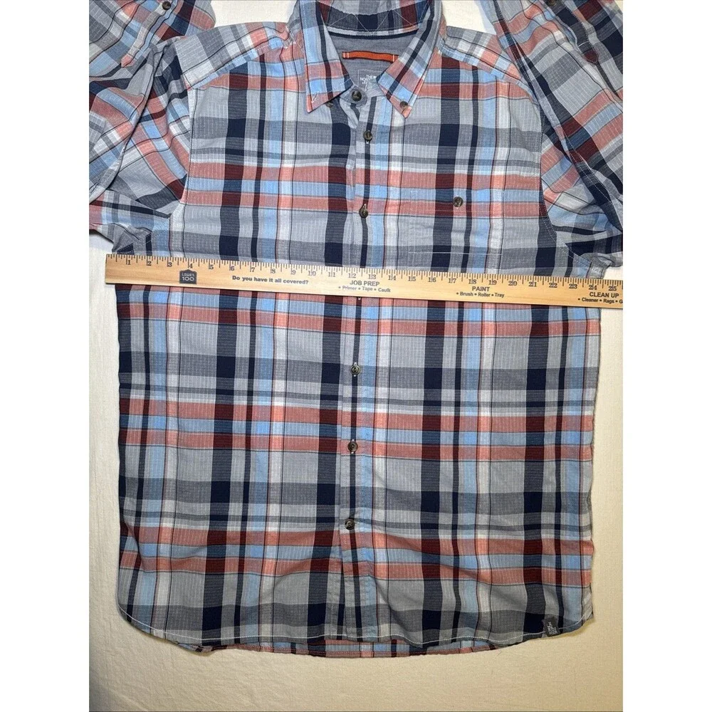 The North Face Plaid Button Down Mens XLarge Blue Red Grey Long Sleeve Shirt